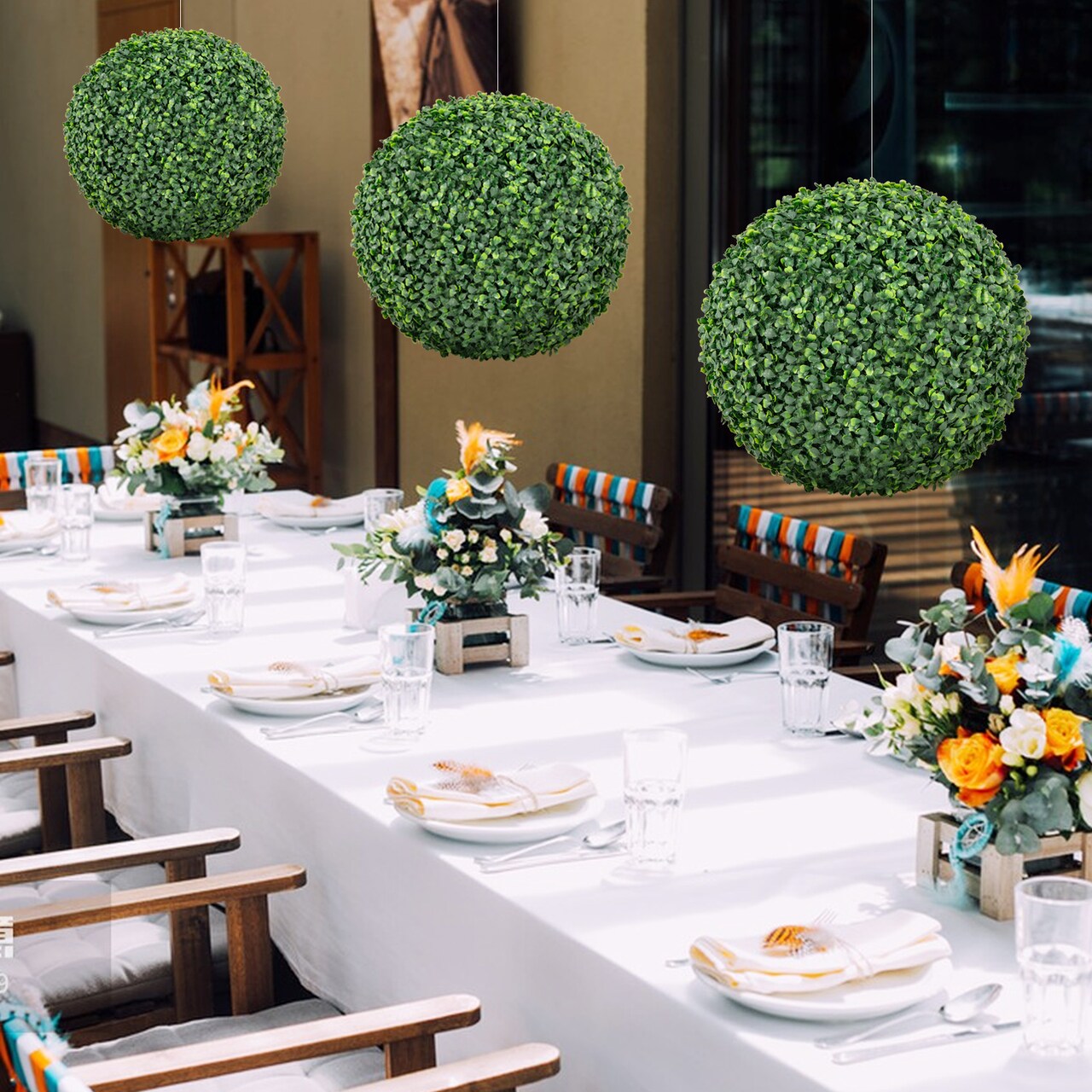 Artificial Plant Boxwood Topiary Ball for Patio Garden Front Door Balcony Backyard